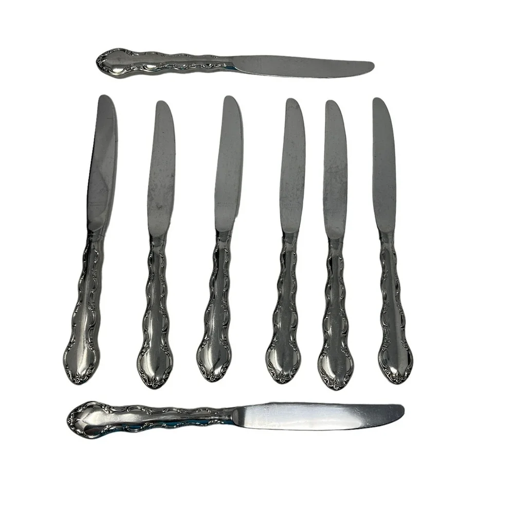 Reed & Barton Summertime Dinner Knives Flatware Set of 8 ‎ Stainless Silverware
